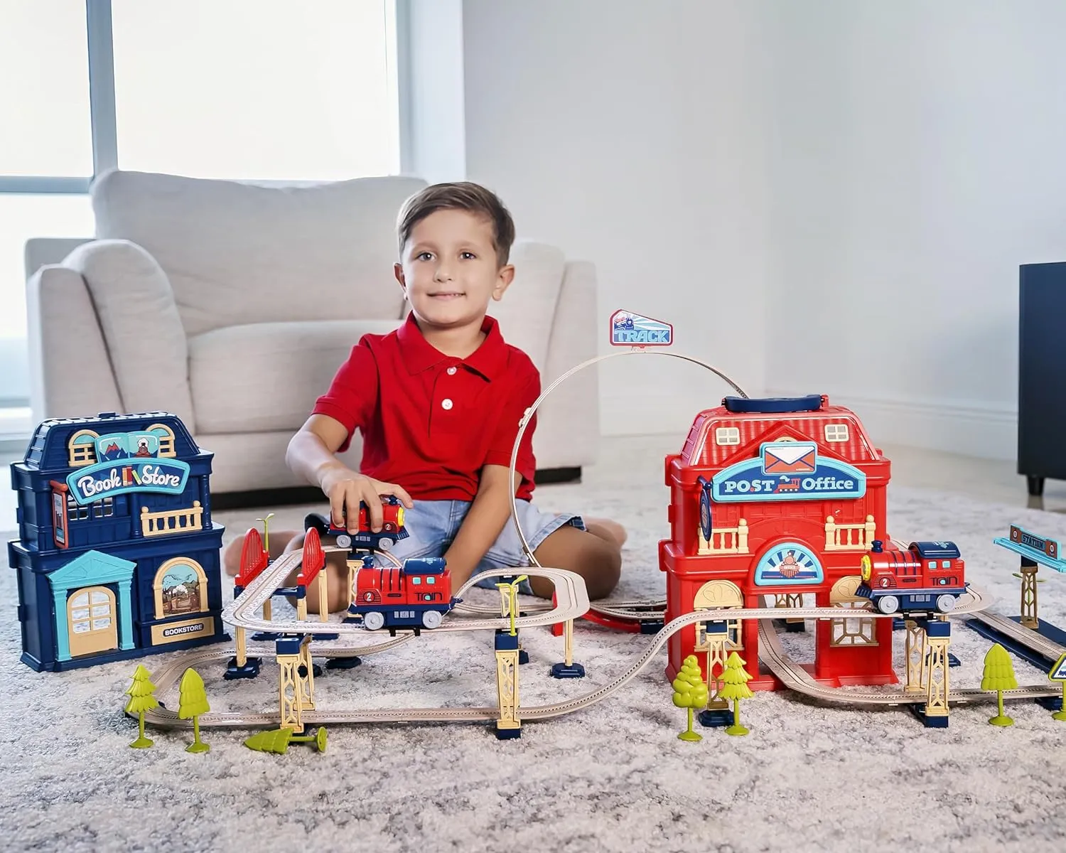𝐏𝐑𝐄𝐌𝐈𝐔𝐌 Train Track Set for Toddlers & Kids – 142 PCS Train Tracks w/Reversible Curves, Bridges, Ramps – STEM Learning Toy for 3-7 Year Old Boys & Girls – Great Birthday, Idea
