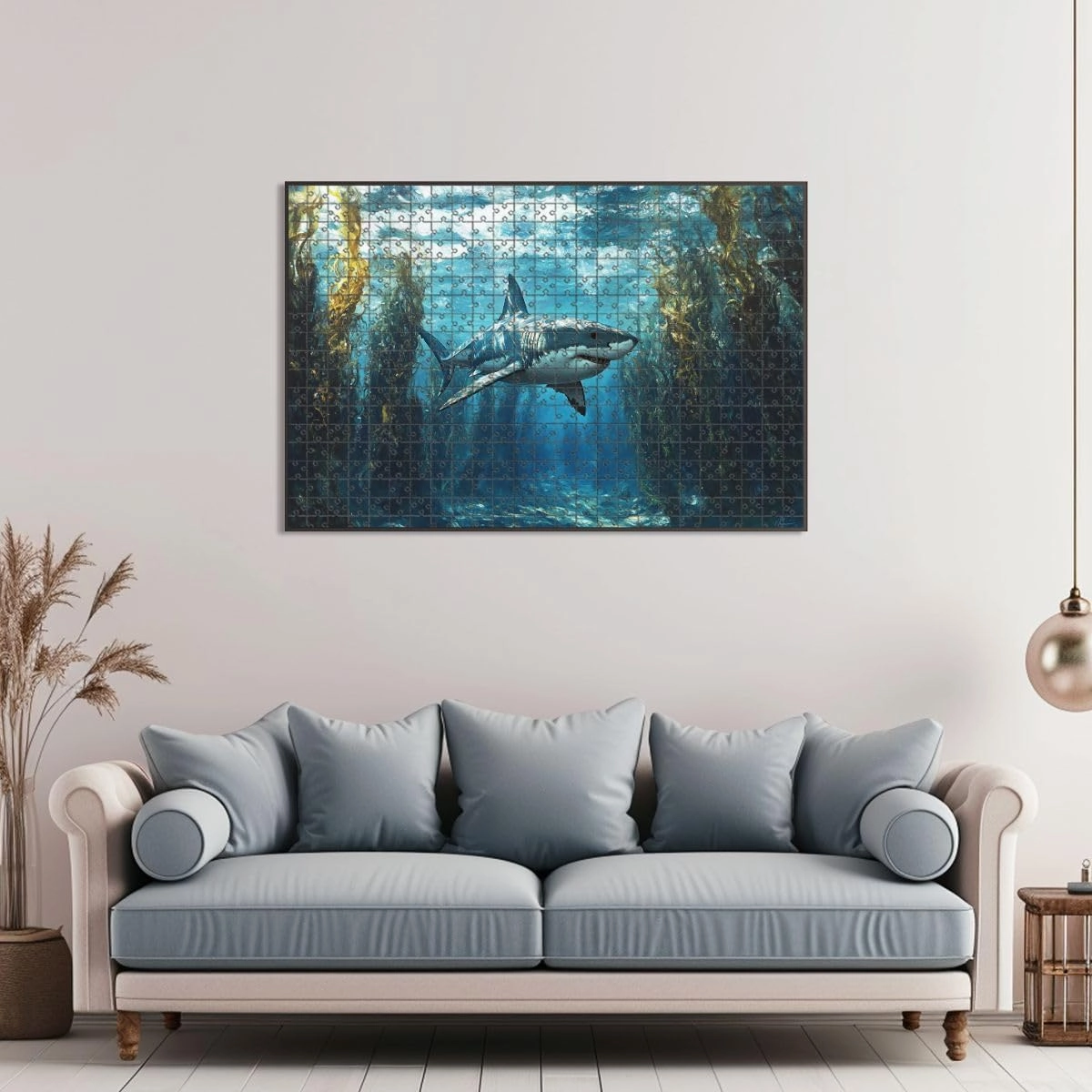 1000 Piece Jigsaw Puzzle Game, Colorful Mystical Shark Ocean Maze Large Puzzles Artwork for Adults Teens Challenging Puzzle Game Nights Toy Gift