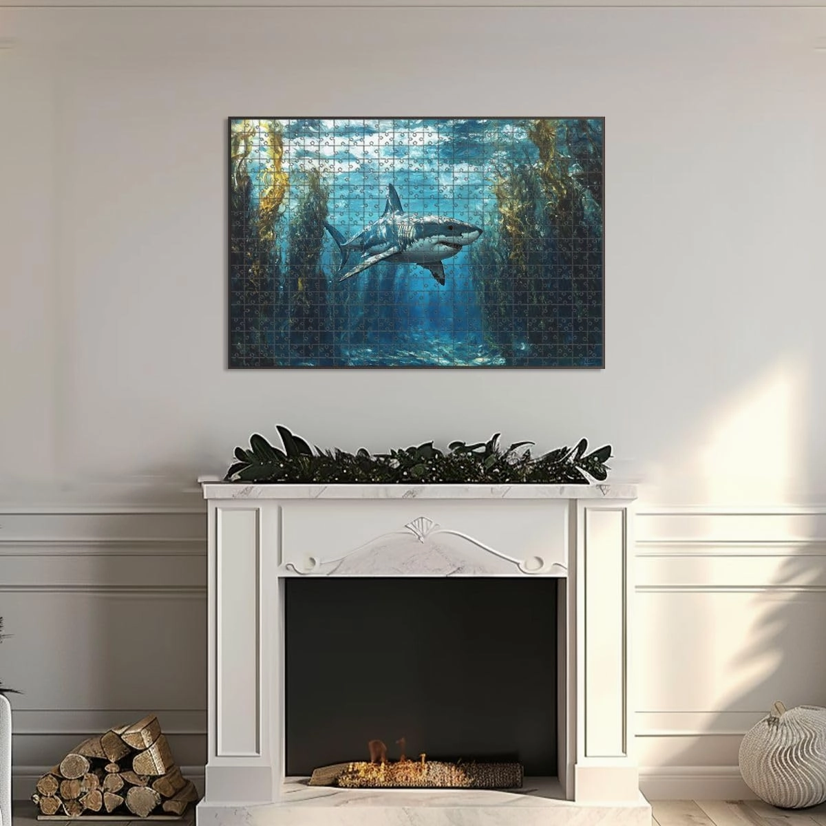 1000 Piece Jigsaw Puzzle Game, Colorful Mystical Shark Ocean Maze Large Puzzles Artwork for Adults Teens Challenging Puzzle Game Nights Toy Gift