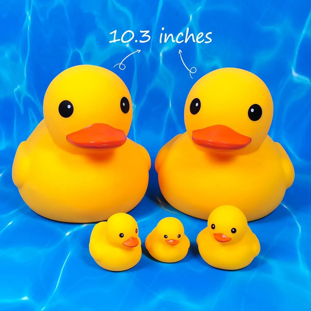 10.3" No Hole Giant/Big/Large Waterproof No 'Bebe' Noise Rubber Funny Yellow Duck/Ducikes Bath/Pool/Water Toy Without Hole for Kids Office Home Desktop Decor and IT Programmer Partner