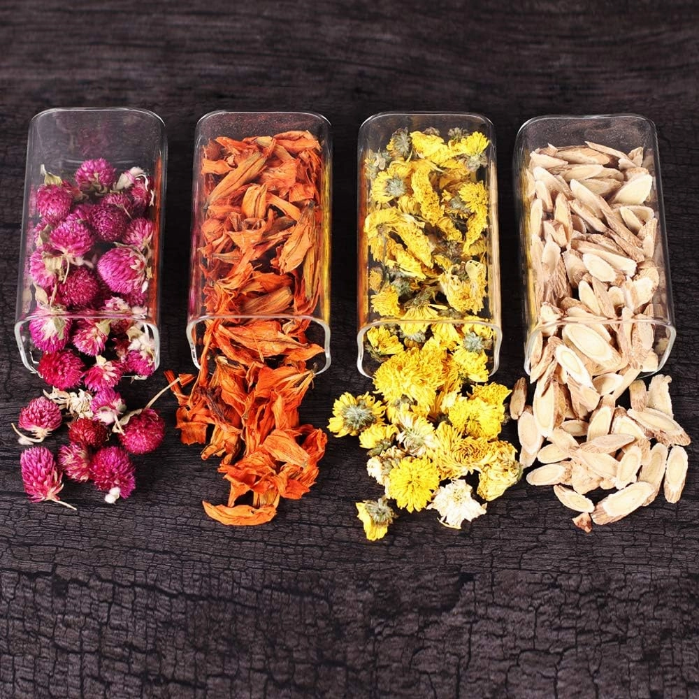 10 Pcs Glass Spice Jars - 8oz Empty Square Spice Storage Containers With Bamboo Airtight Lid and Labels - Thicken Small Glass canister for Kitchen Seasoning,Coffee Bean,Tea,Suger,Herbs