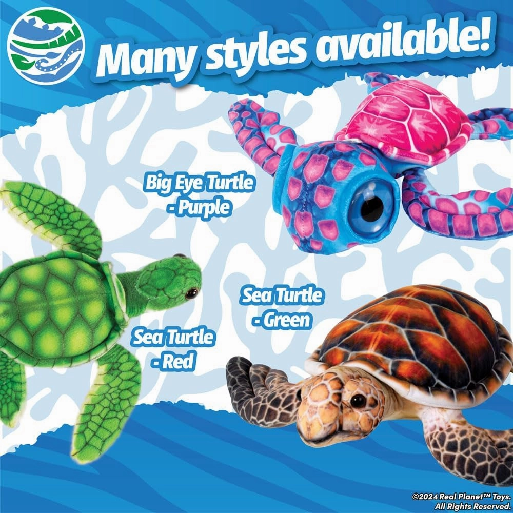 10" Big Eye Turtle Stuffed Animal - Turtle Plush Stuffed Animals, Mini Plushie for Kids Toys, Soft Turtle Shell Toy, Sea Animal Gifts(Purple) (Green)