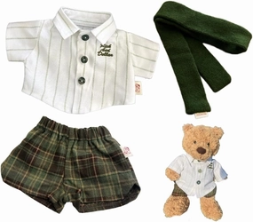 10inch Teddybear Clothes,Collegiate Style Doll Clothing for bumbly Bear and Bartholomew,Clothes only Without Doll (3pc Includes 1 Doll Shirt 1 Doll Pants 1 Doll Scarf) (S)