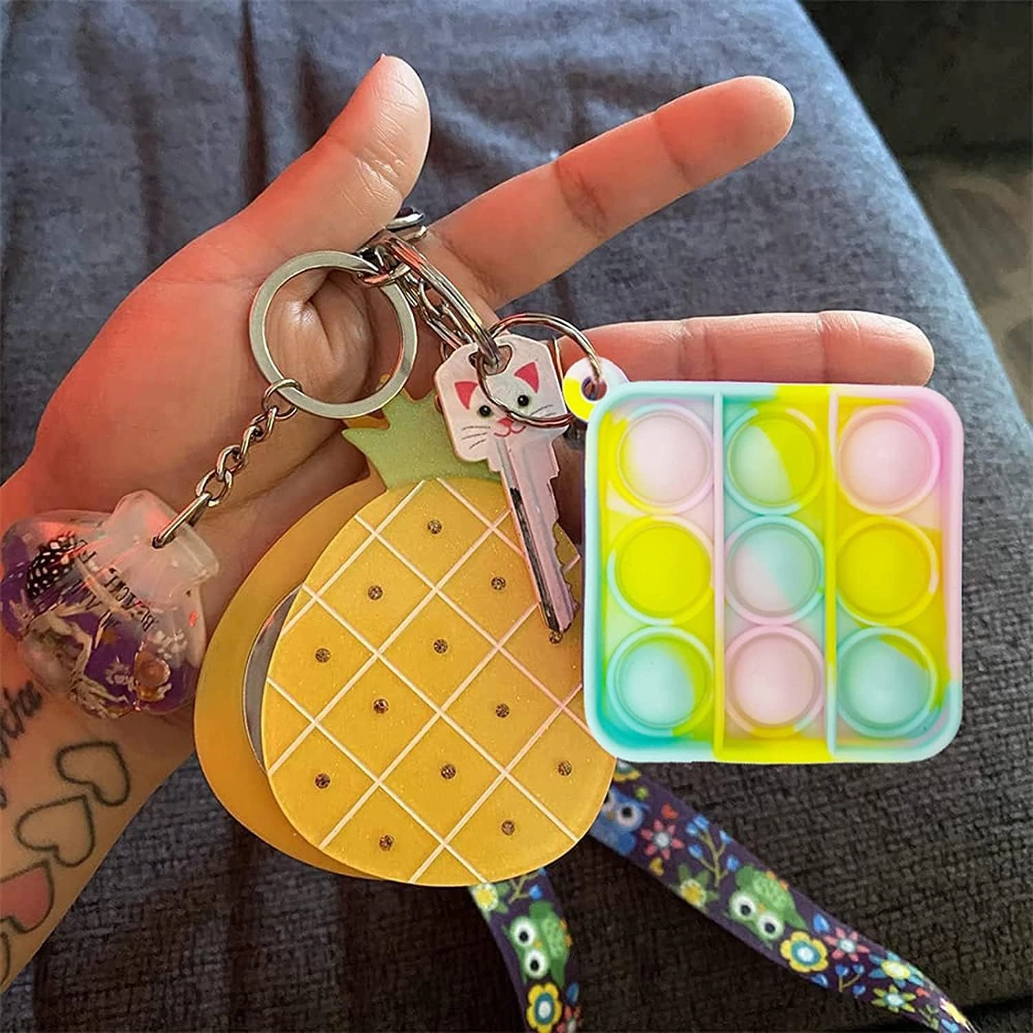 110Pcs Random Color Mini Pop Keychain Fidget Toy Push Bubble Pop Silicone Squeeze Sensory Toys Make Fun for Kids Anxiety Stress Reliever for Adults