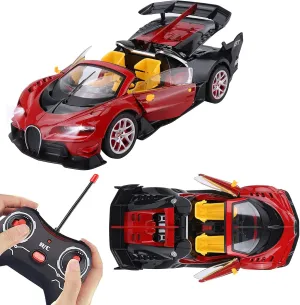 1:14 Scale Remote Control Car for Boys Girls, High Speed RC Vehicle with LED Lights, Open Doors, Rechargeable Fast RC Racing Car Gifts for Kids
