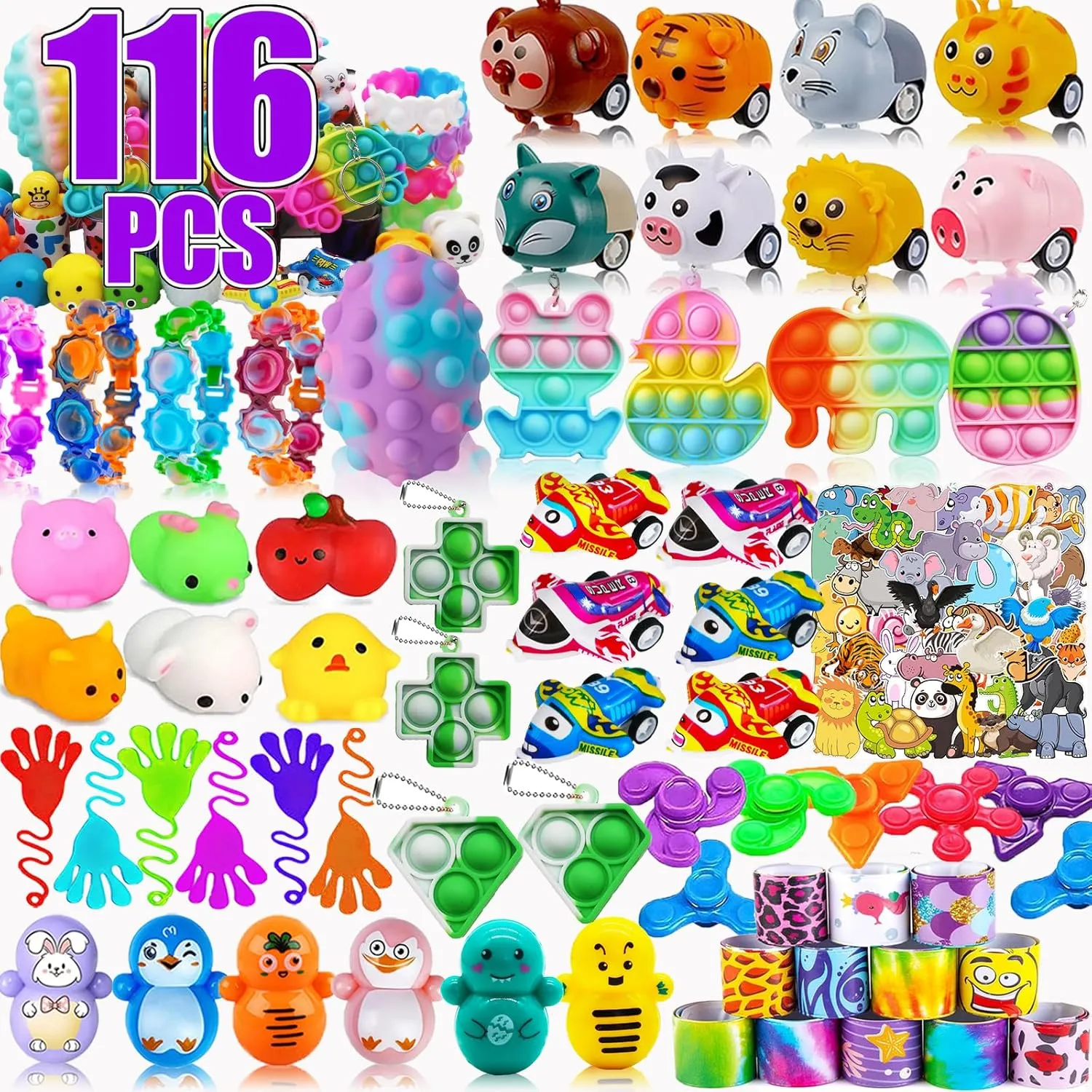 116 Pcs Party Favors for Kids 4-8, Pop Fidget Bulk Toys, Pinata Goodie Bag Stuffers, Treasure Box Toys, School Classroom Rewards, Treasure Chest Prizes, Goody Bag Filler
