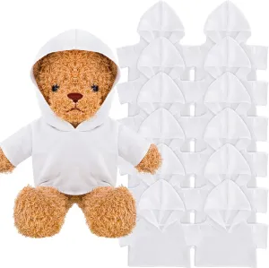 12 PCS Stuffed Bear Clothes Shirt Stuffed Animal T-Shirt Doll Tshirts Classic Plush Bear Shirts Bear Hoodie Fit 14-18 Inches Stuffed Bear Dolls (White)