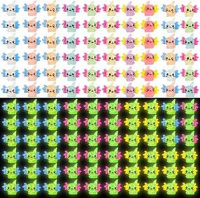 120 Pcs Mini Luminous Axolotl Resin Charms Bulk 8 Colors Tiny Luminous Axolotl Resin Figurine Toy Charms Small Ornament Figurine Decoration for Home Garden Landscape DIY Ornament