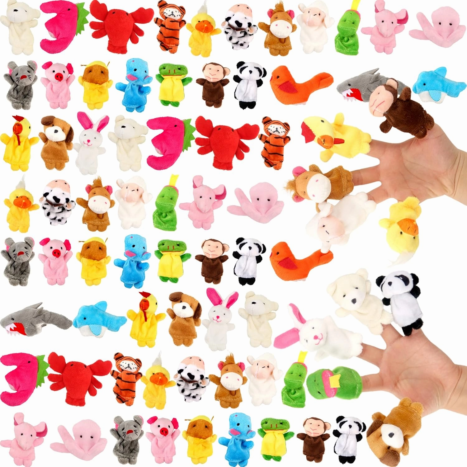 120 Pcs Small Plush Animal Finger Puppets Bulk Mini Stuffed Animal Finger Puppet Tiny Plush Finger Puppet Set for Puppet Show Storytelling Props Educational Toy Children's Day Birthday Gift, 24 Style
