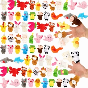 120 Pcs Small Plush Animal Finger Puppets Bulk Mini Stuffed Animal Finger Puppet Tiny Plush Finger Puppet Set for Puppet Show Storytelling Props Educational Toy Children's Day Birthday Gift, 24 Style