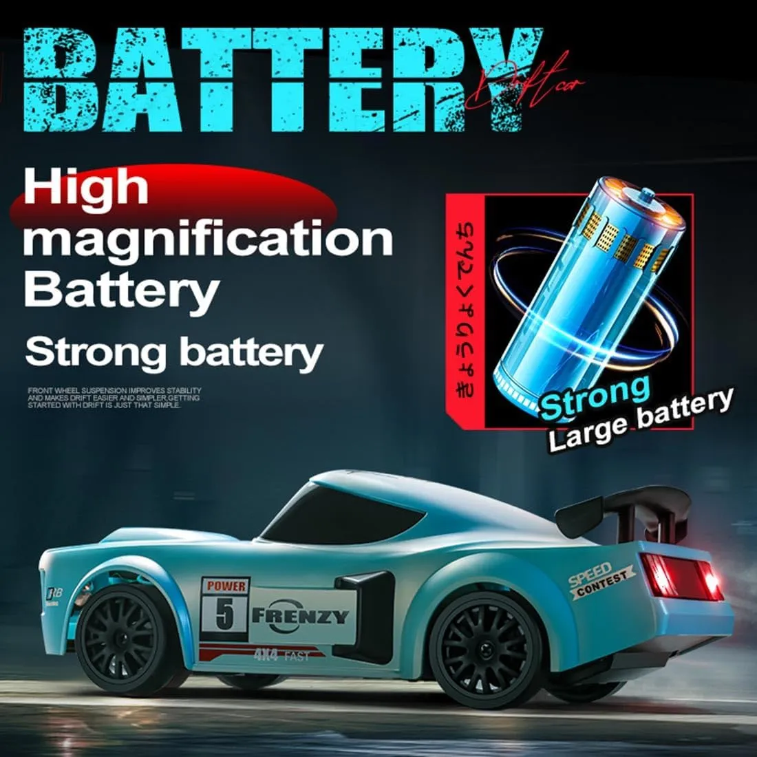 1/24 RC Drift Car for Adults, 2.4G Mini RC Car RC Racing Car with Lights RC Drift Racing Car, 15km/h Electric Drift Remote Control Sports Car 4WD RC Vehicle Toy Gift -RTR