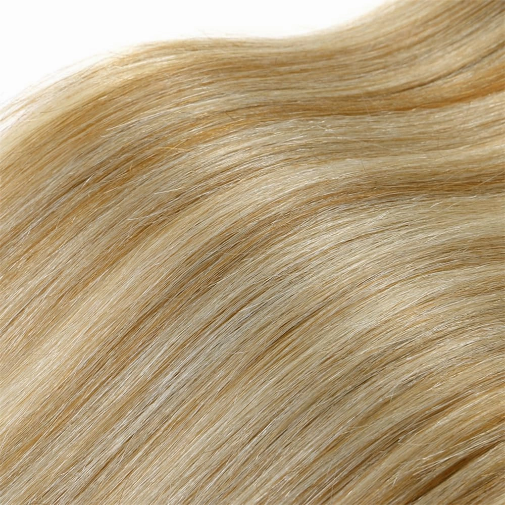 12 14 16 Inch Ombre Straight Bundles Human Hair P27/613 Highlight Honey Blonde and Light Blonde Piano Color Mix Bundles Double Weft Brazilian Human Hair Extensions Silky and Soft for Women