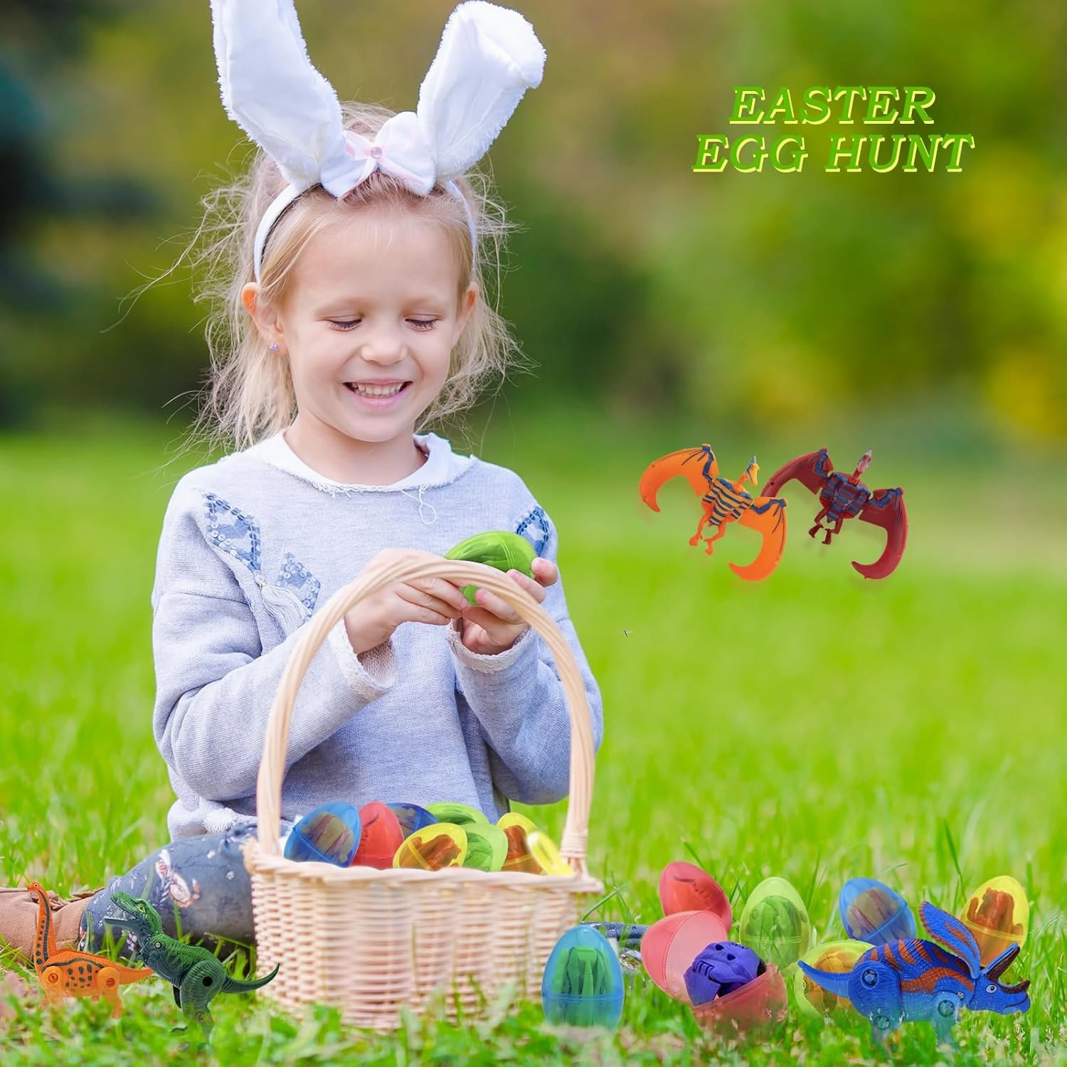 12 PCS Easter Eggs Filled with Dinosaur Toys - Surprise Hatching Eggs for Kids | Perfect for Easter, Birthday Party Favors, Fun Educational Toys for Home & School Play