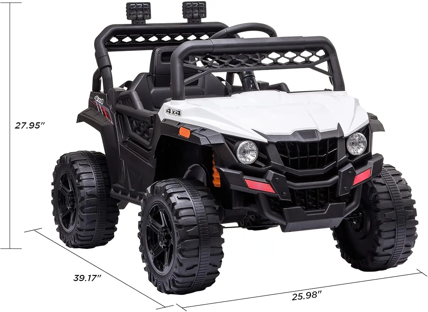 12V Kids Ride On Car Truck Toddlers Electric Car Toy with Remote Control, Spring Suspension, Led Lights, Music, for Boys Girls, White