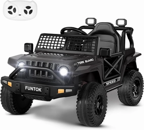 12V 7AH Ride On Truck, Electric Car for Toddlers 1-3 w/Remote Control, LED Lights, 3 Speeds, Spring Suspension, Soft Start, Bluetooth Speaker, Music Player, Gifts for Boys and Girls (Black)