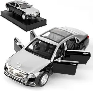 1:32 Compatible for Benz S650 Car Model, Pull Back Diecast Toy Car with Sounds＆Lights for Kids Boys Girls and Adults, Gift Sliver