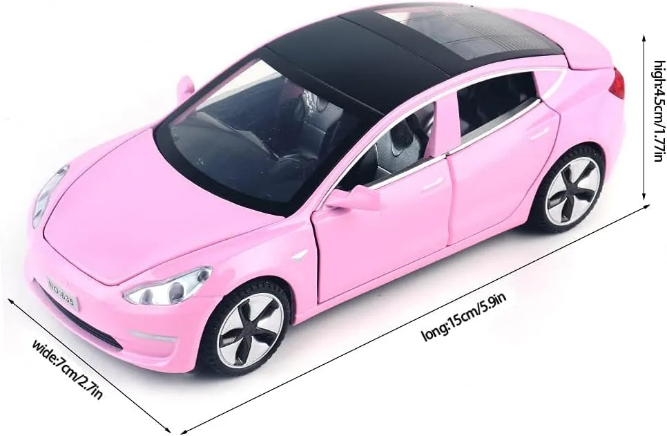 1:32 Scale Model 3 Alloy Car Model Diecast Toy Vehicles for Kids, car Model Toy，Pull Back Alloy Car with Lights and Music,Mini Vehicles Toys for Kids Gift ，Children Birthday Gift.(Pink)