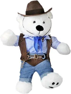 14-18 Inch Cowboy with Classic Brown Hat - Wild West Inspired Plush Toy Outfit Plushie Costume Gift's Kids