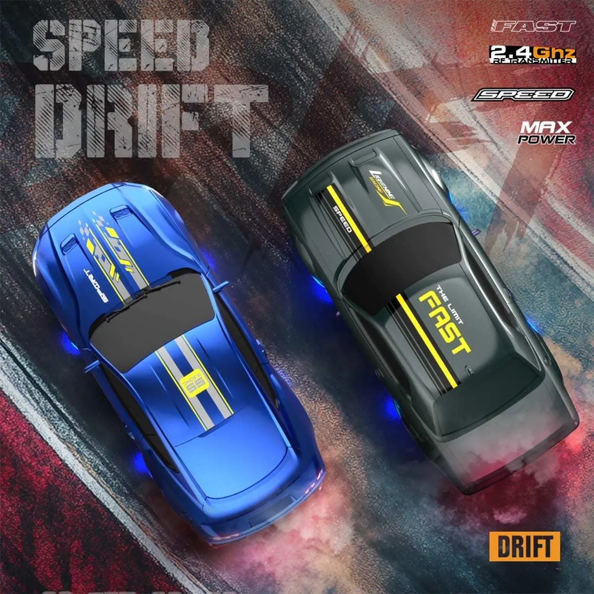 1/43 RC Drift Car Mini, 2.4G Full-Proportional Remote Control Sports Car with LED Lights, 15 KM/H Electric 4WD RC Racing Cars Model, Indoor Outdoor Toy Gift for Adults -RTR