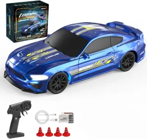 1/43 RC Drift Car Mini, 2.4G Full-Proportional Remote Control Sports Car with LED Lights, 15 KM/H Electric 4WD RC Racing Cars Model, Indoor Outdoor Toy Gift for Adults -RTR
