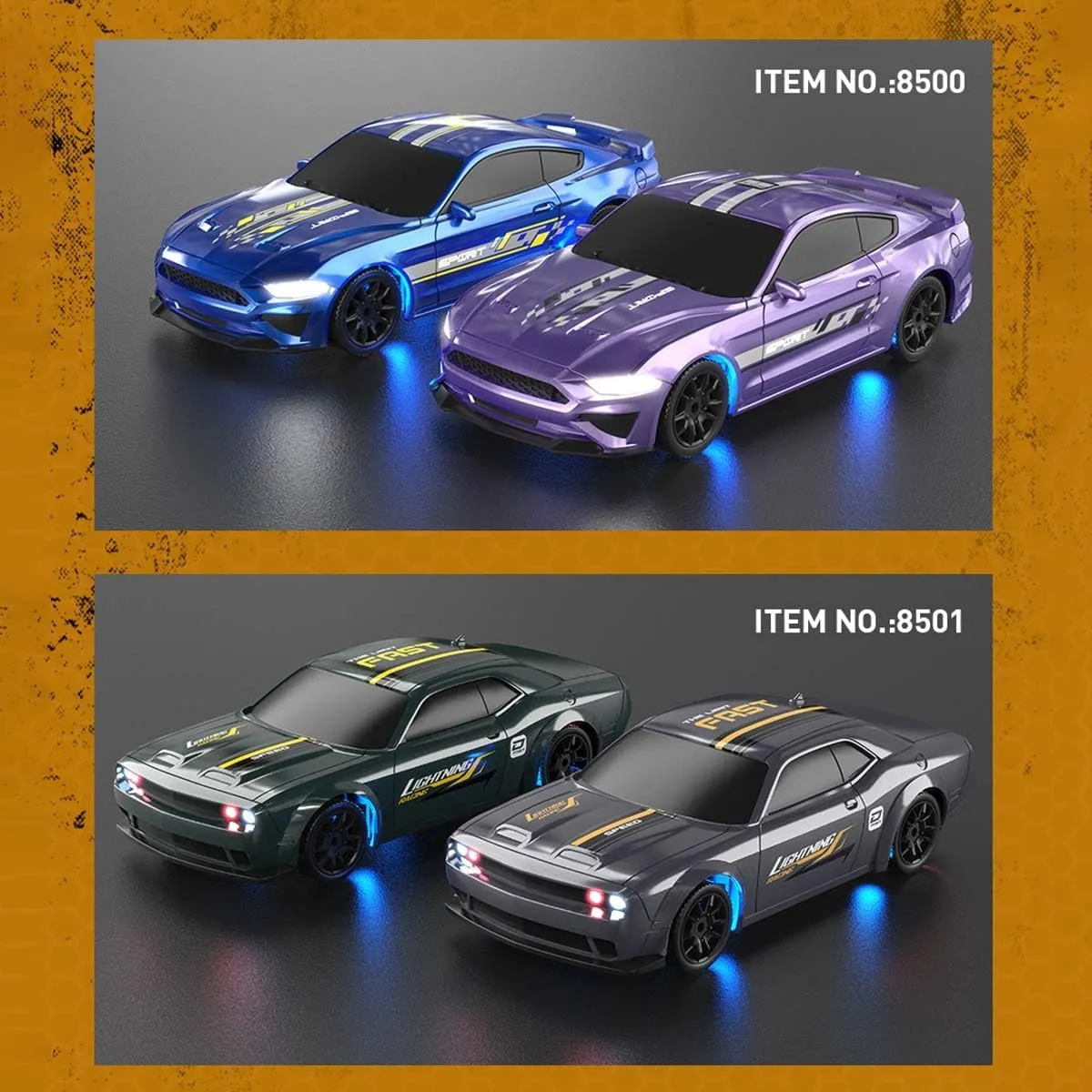 1/43 RC Drift Car Mini, 2.4G Full-Proportional Remote Control Sports Car with LED Lights, 15 KM/H Electric 4WD RC Racing Cars Model, Indoor Outdoor Toy Gift for Adults -RTR