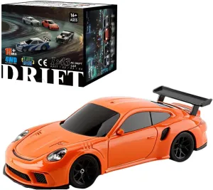 1/43 Scale Micro RC Drift Car, 2.4G 4WD Electric Miniature Racing Car Model with Lights, 15KM/H