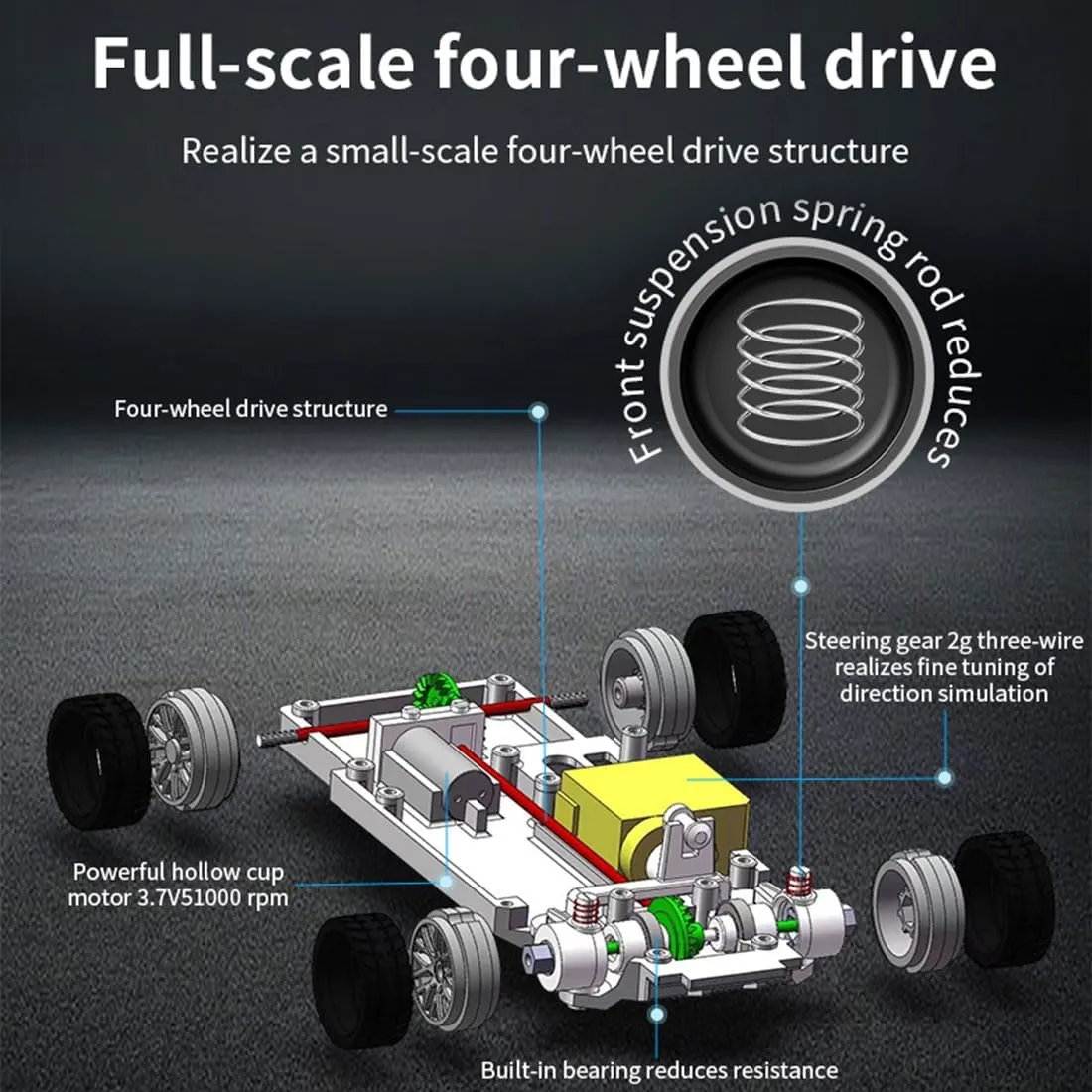 1/43 Scale Micro RC Drift Car, 2.4G 4WD Electric Miniature Racing Car Model with Lights, 15KM/H