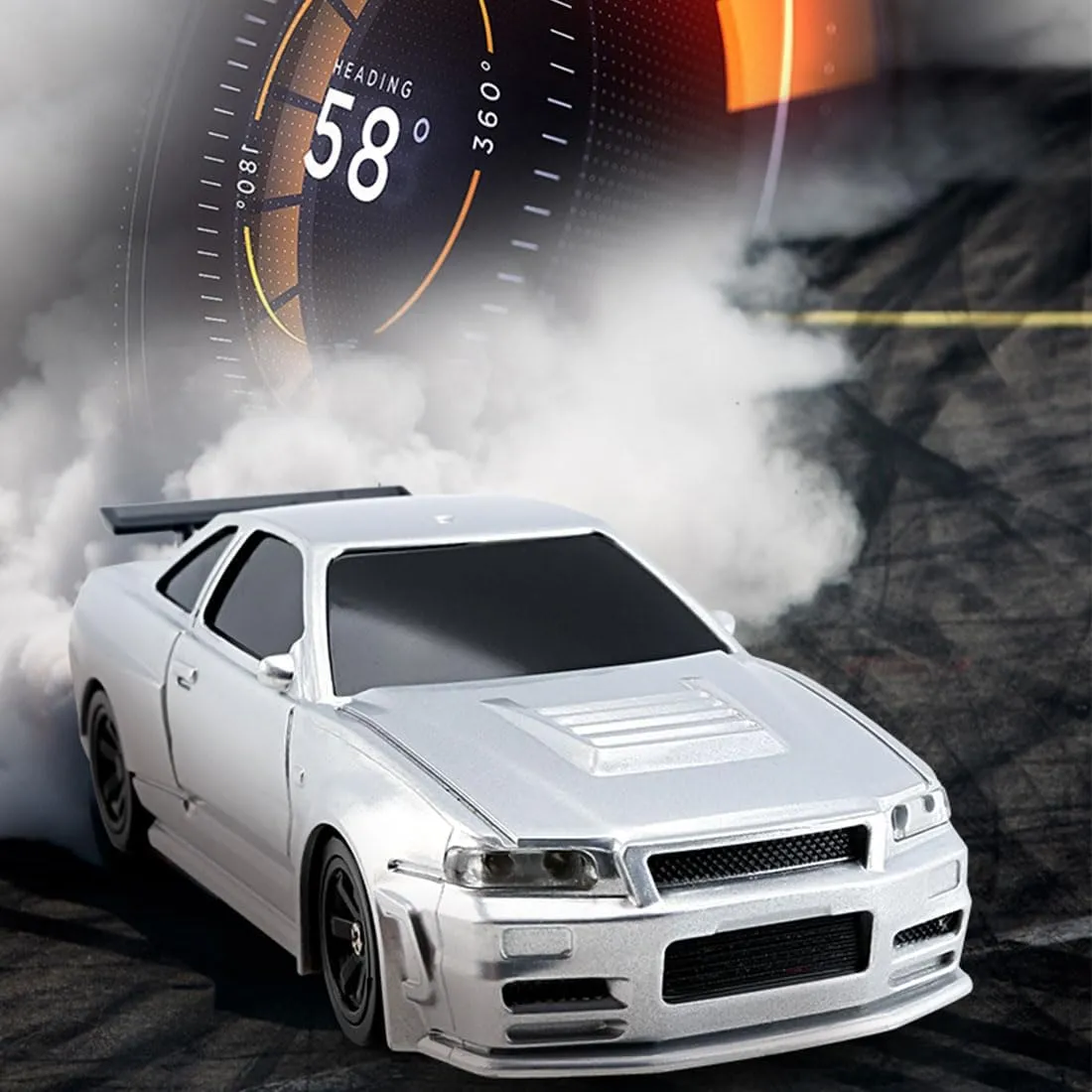 1/43 Scale Micro RC Drift Car, 2.4G 4WD Electric Miniature Racing Car Model with Lights, 15KM/H