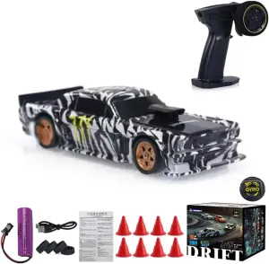 1/43 Scale Mini RC Drift Car Model - 2.4G Full Proportional RC Electric Mini Racing Drift Car, 15 KM/H High Speed Simulate LED Lights