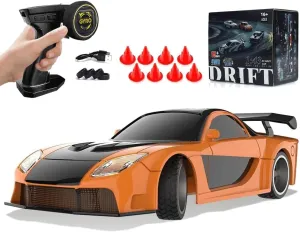 1:43 Scale Mini RC Drift Car with LED Lights, Electric 2.4G Remote Control Racing Car Full Proportional 15KM/H High-Speed Vehicle for Hobbyists & Adults -RTR Gyro Version