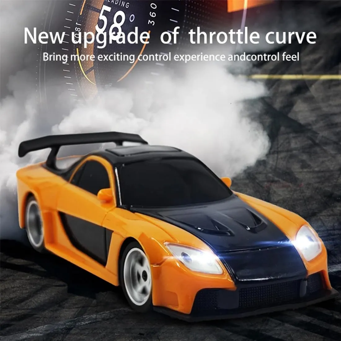 1:43 Scale Mini RC Drift Car with LED Lights, Electric 2.4G Remote Control Racing Car Full Proportional 15KM/H High-Speed Vehicle for Hobbyists & Adults -RTR Gyro Version