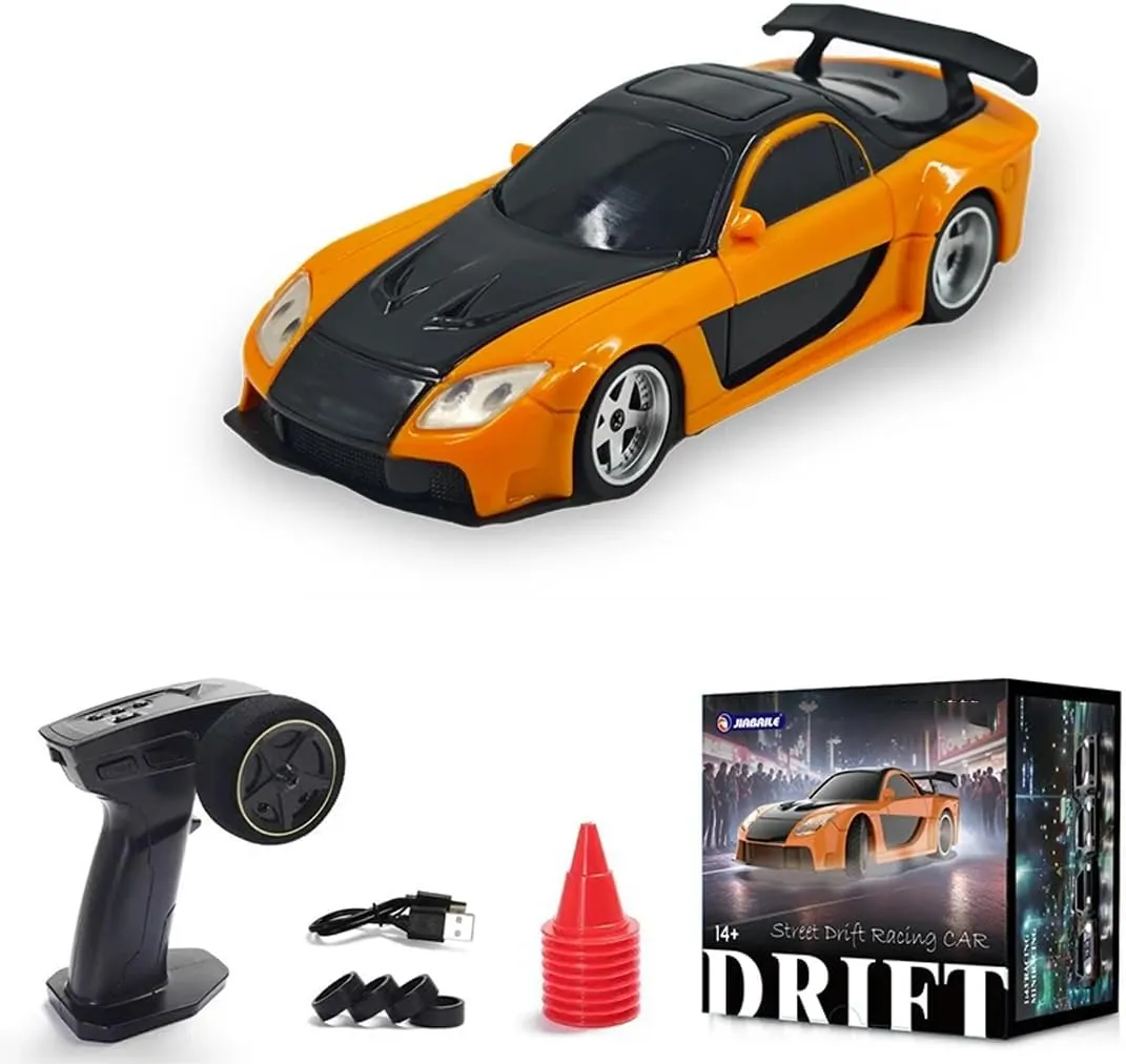 1:43 Scale Mini RC Drift Car with LED Lights, Electric 2.4G Remote Control Racing Car Full Proportional 15KM/H High-Speed Vehicle for Hobbyists & Adults -RTR Gyro Version