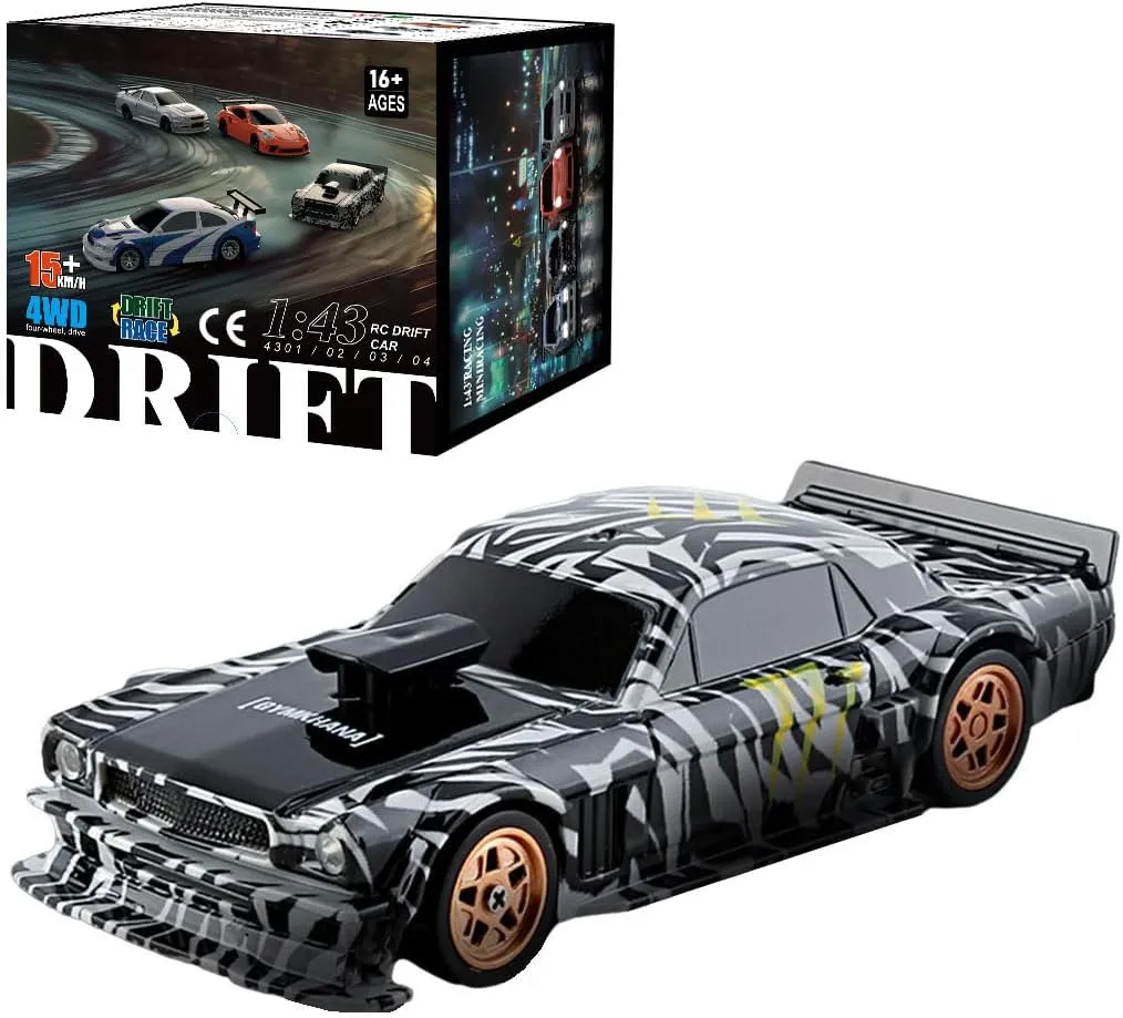 1/43 Scale RC Mini Racing Car, Full Proportional Electric Mini Racing Drift Car Model with Lights Kit (RTR Version)