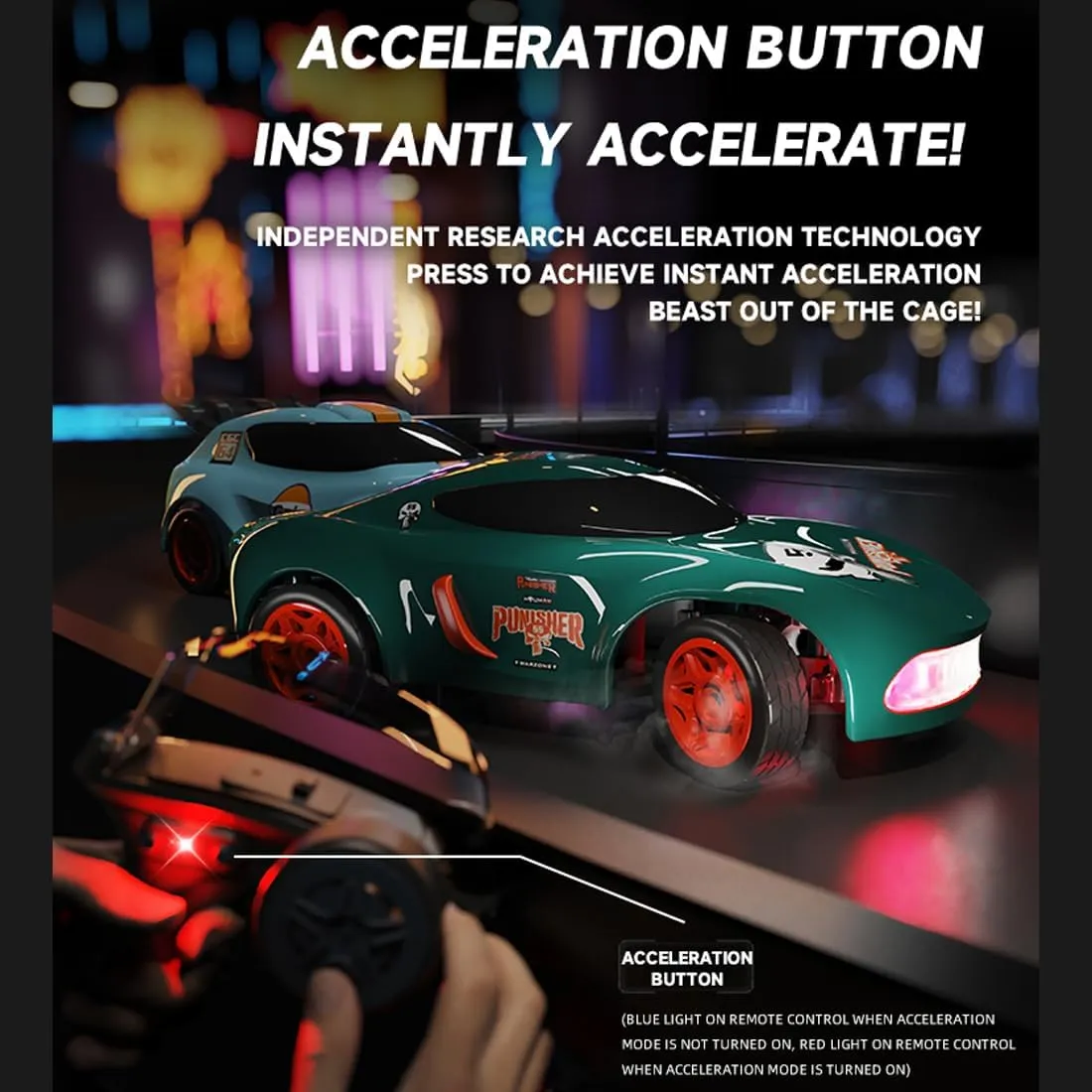 1:64 Mini RC Drift Car, 2.4GHz 4WD Rechargeable High Speed Remote Control Racing Vehicle for Adults, Full-Proportional Desktop RC Cars (RTR/Blue)
