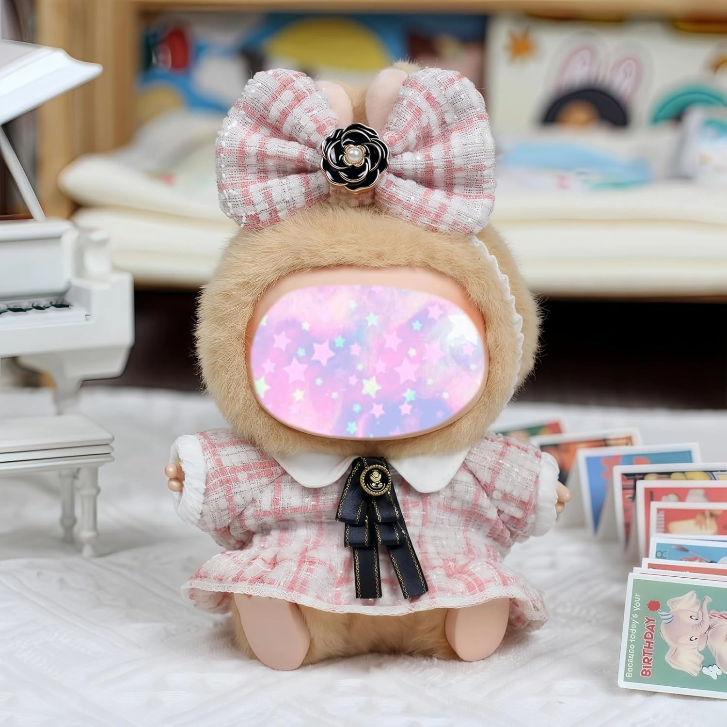 17cm Doll Clothes Set (No Doll), 3 Pieces Dress Outfit Set for 6.7inch Doll Suit, Luxury Chic Hat & Clothes Accessories for 1st/2nd/3rd Gen Doll Play & Display (Pink A)