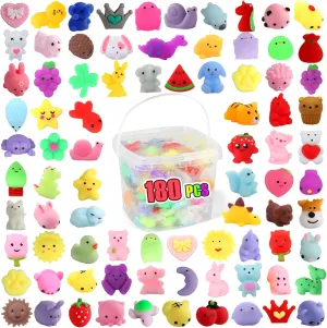 180 Pack Squishy Toys, Kawaii Squishies Party Favors for Kids 4-8 8-12 Mochi Squishy Animals Treasure Box Toys Classroom Prizes Birthday Valentines Easter Gifts Goodie Bag Stress Relief Sensory Toys