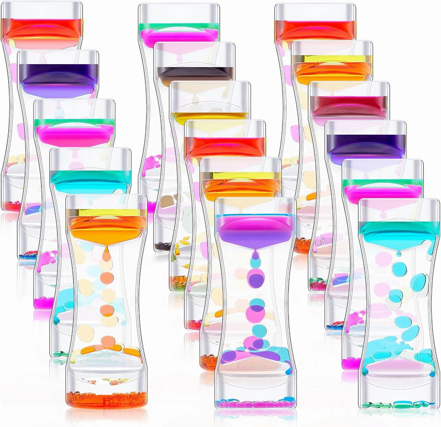 18 Pcs Liquid Motion Bubbler Timer Sensory Toys Colorful Hourglass Desktop Fidget Calming Toys for Autistic Stocking Stuffers