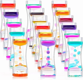 18 Pcs Liquid Motion Bubbler Timer Sensory Toys Colorful Hourglass Desktop Fidget Calming Toys for Autistic Stocking Stuffers