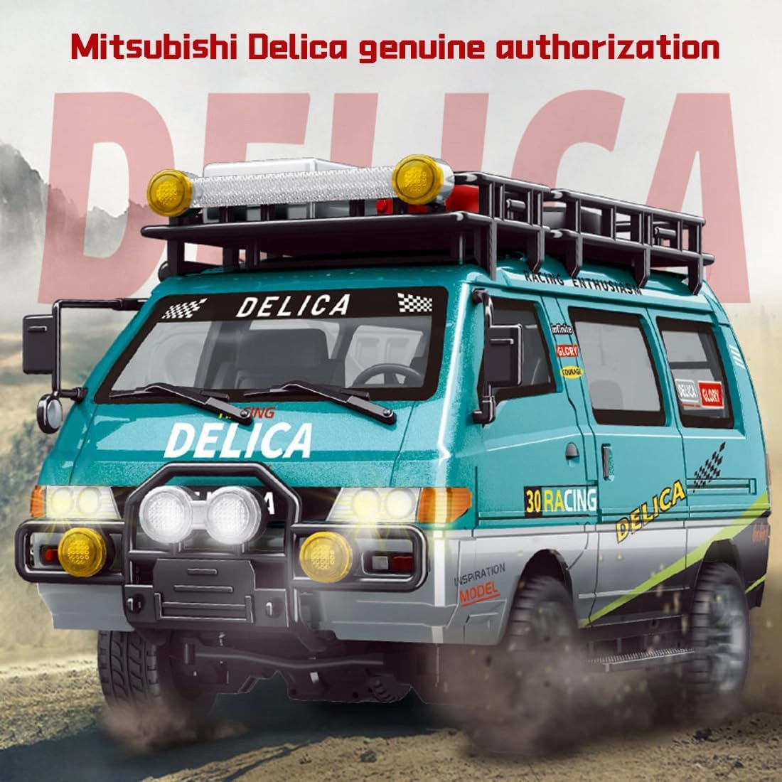 1/24 Scale Delica RC Car Model, 2.4G 4WD Off-Road Brushed Remote Control Vehicle with LED Light & Variable Speed, Wagon Toy Car for Adults Gift