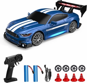 1:24 Scale RC Drift Car, 30KM/H 4WD 2.4GHz Remote Control Cars with LED Light, Racing and 4 Drifting Wheels, 1 Rechargeable Batteries, High Speed RC Racing Cars Perfect Toy Gift for Boys, Girls, Kids