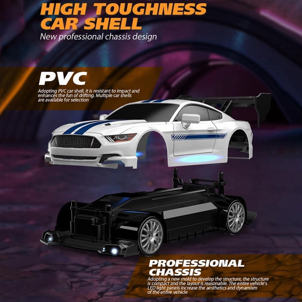 1:24 Scale RC Drift Car, 30KM/H 4WD 2.4GHz Remote Control Cars with LED Light, Racing and 4 Drifting Wheels, 1 Rechargeable Batteries, High Speed RC Racing Cars Perfect Toy Gift for Boys, Girls, Kids