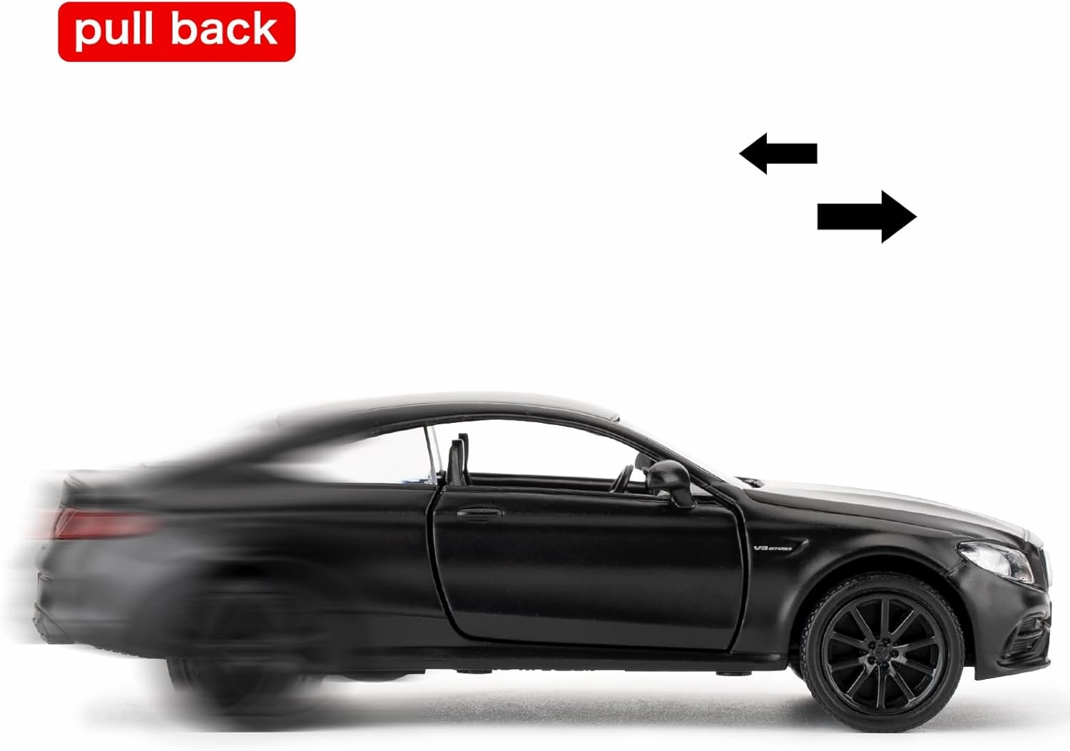 1:36 Benz C63 S AMG Car Model, Diecast Pull Back Model Toy Car, Doors Open, Collection Kids Toy for Aged 3 and up, Gift Black