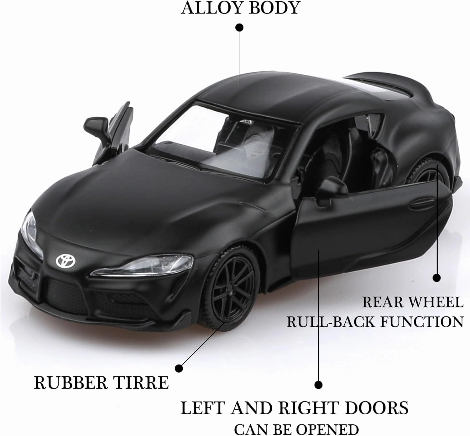1/36 Scale 2020 Toyota Supra Diecast Cars Models,Pull Back Toyota Toy Car,Cars Gifts for Boys Girls（Black）