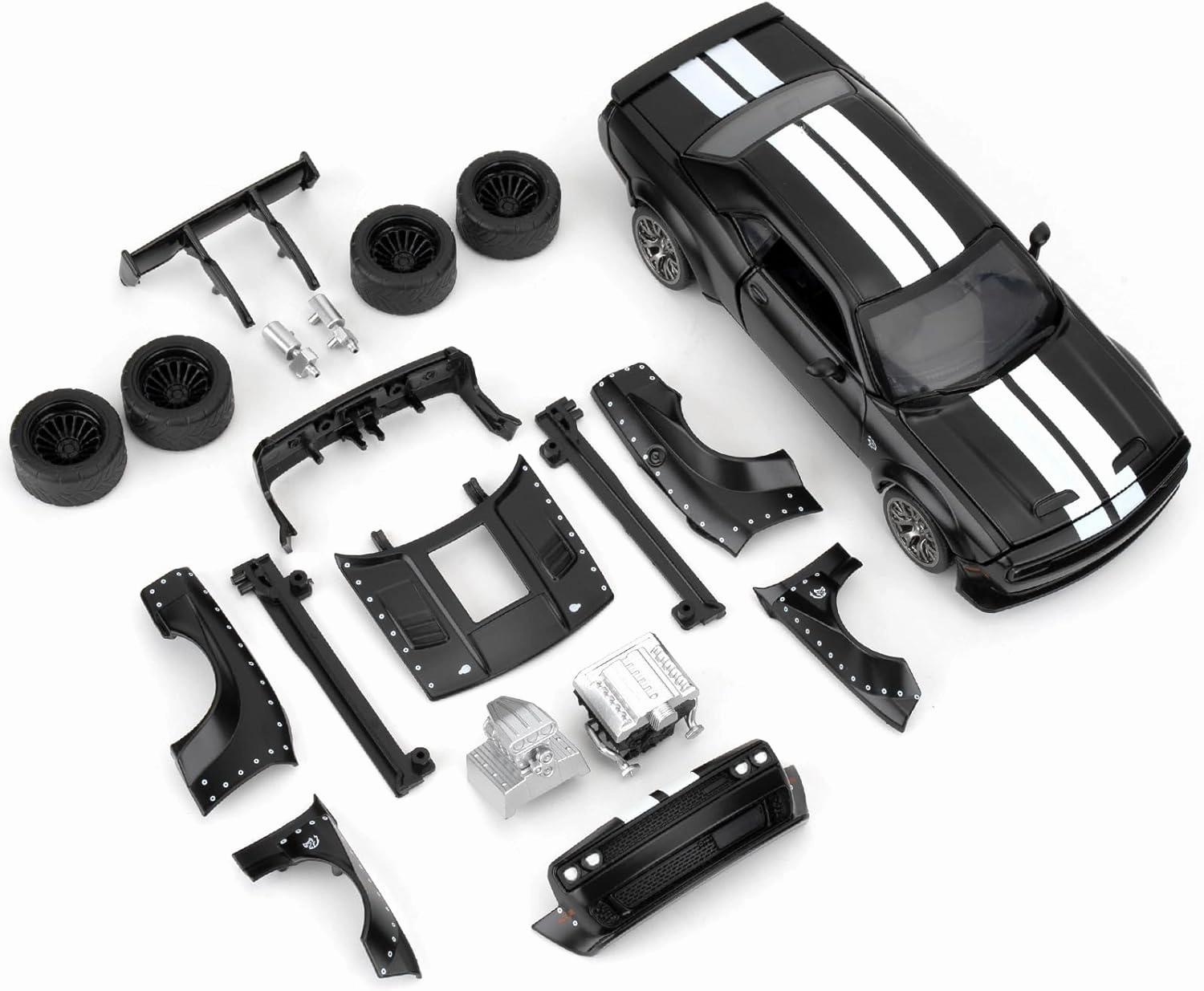 1:36 Take Apart Assembled Car Model for 2022 Dodge Challenger SRT Hellcat Diecast Toy, DIY Zinc Alloy Vehicle Toy Kit Educational Building Toys Cars Birthday Gift for Children (Black)