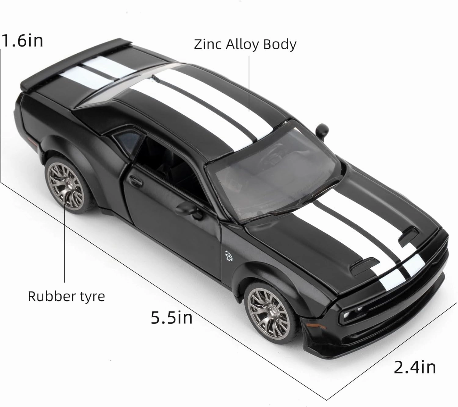 1:36 Take Apart Assembled Car Model for 2022 Dodge Challenger SRT Hellcat Diecast Toy, DIY Zinc Alloy Vehicle Toy Kit Educational Building Toys Cars Birthday Gift for Children (Black)