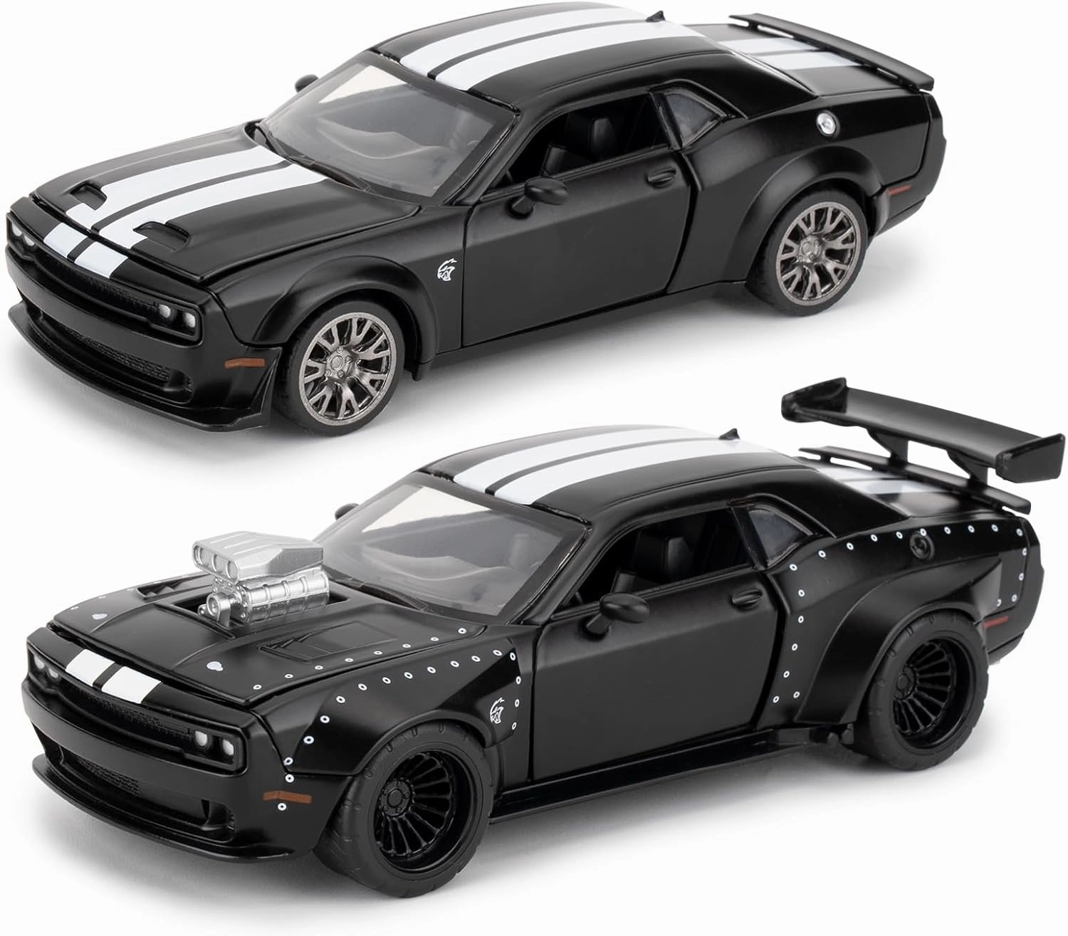 1:36 Take Apart Assembled Car Model for 2022 Dodge Challenger SRT Hellcat Diecast Toy, DIY Zinc Alloy Vehicle Toy Kit Educational Building Toys Cars Birthday Gift for Children (Black)