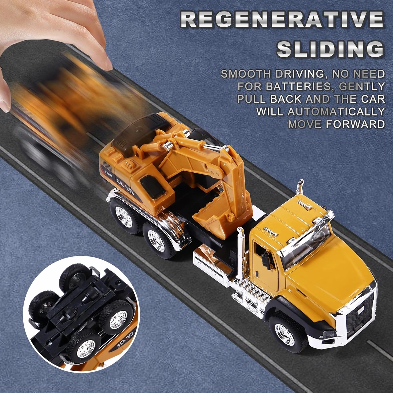 1/50 Ratio die-Casting Engineering Construction Vehicle, Dump Truck, Excavator, Mixer, Alloy Collection Model car, Boy's Door Opening Pull Back car Toy (3pcs per Set)
