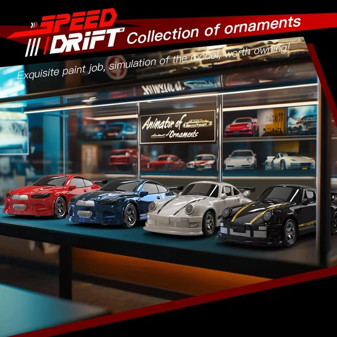 1/64 Scale Mini RC Drift Car, 2.4Ghz High Speed 4WD Full-Scale Throttle Drift Racing Sport Remote Control Car Desktop Gift for Adults Enthusiasts -Blue