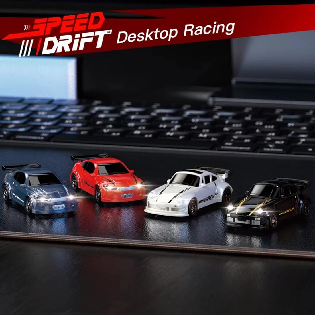 1/64 Scale Mini RC Drift Car, 2.4Ghz High Speed 4WD Full-Scale Throttle Drift Racing Sport Remote Control Car Desktop Gift for Adults Enthusiasts -Blue