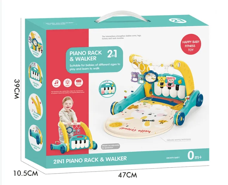 2 In 1 Baby Walker & Piano Rack | Baby Gym Play Mat